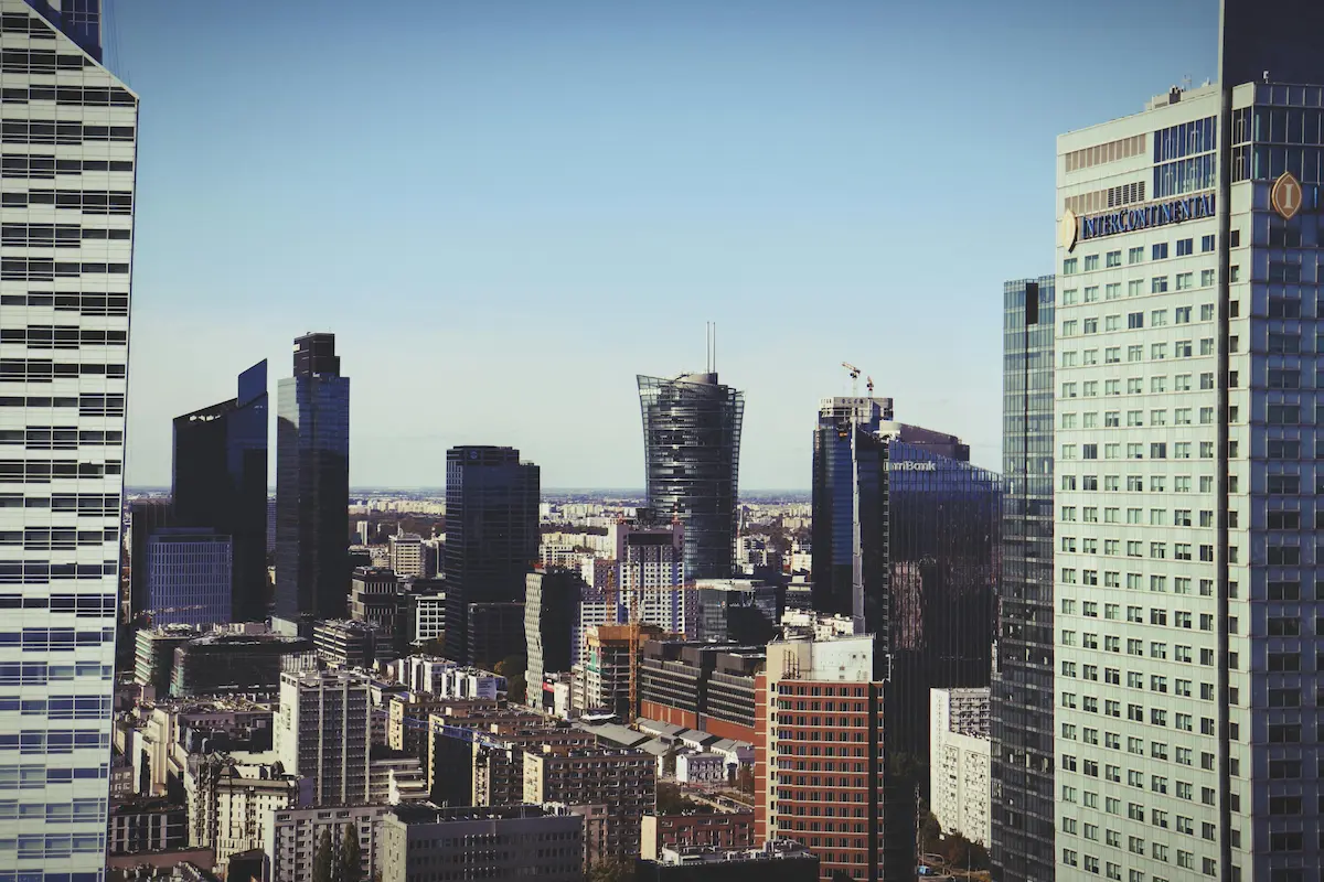 Widok panoramy miasta Warszawa
